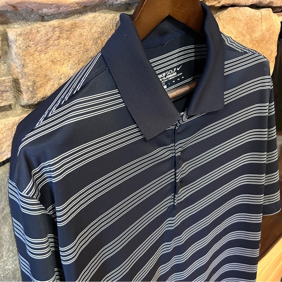 Nike golf tour performance Men's Navy Striped Polo Shirt.‎ - Picture 1 of 4